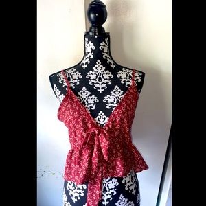 Floral Print Zaful Tie-Front Top